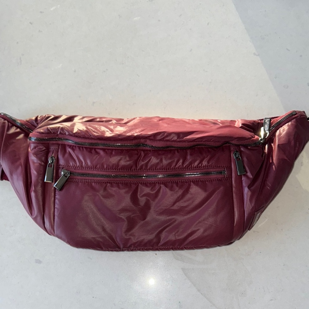 Caraa Maroon Belt Bag with Zippered Pockets - Picture 8 of 12
